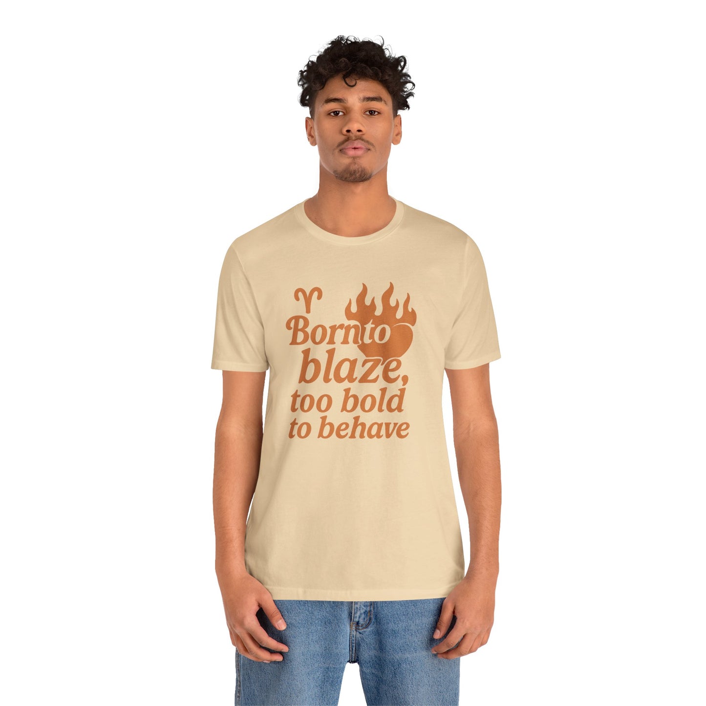 Born to Blaze Unisex Short Sleeve Tee - Aries Zodiac Shirt, Fire Sign T-Shirt, Birthday Gift, Astrology Apparel, Casual Wear, Graphic Tee
