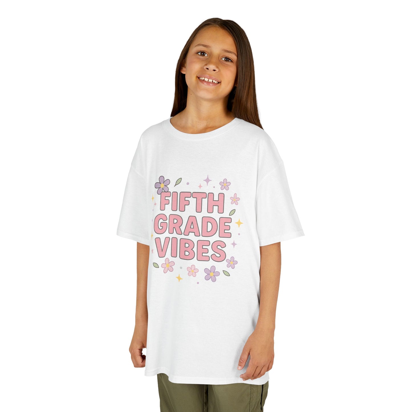 Fifth Grade Vibes Kids Tee, Fun Youth T-Shirt, Back to School Apparel, Flower Power Tee, Casual Summer Shirt, Gift for Kids