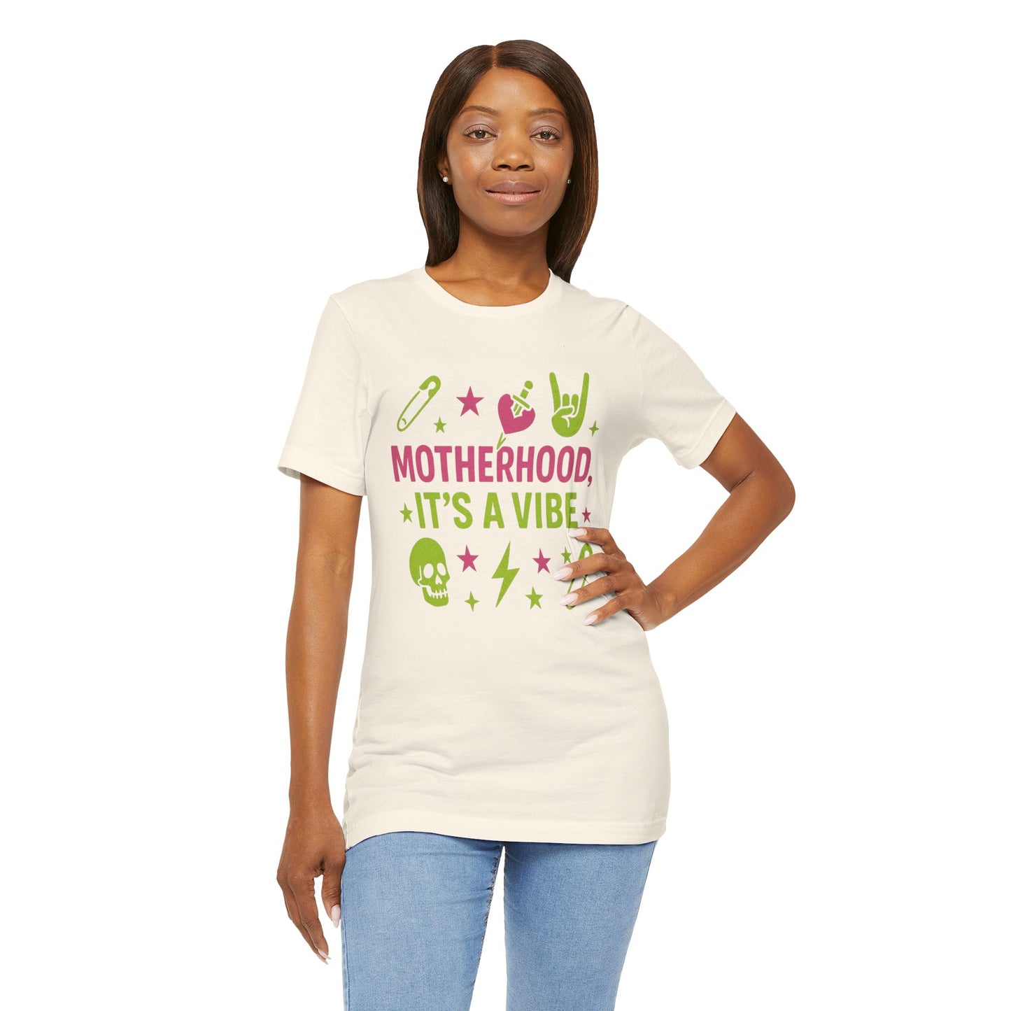 Motherhood Vibe Tee, Fun Unisex T-Shirt for Moms, Gift for New Mothers, Casual Wear, Unique Parenting Shirt