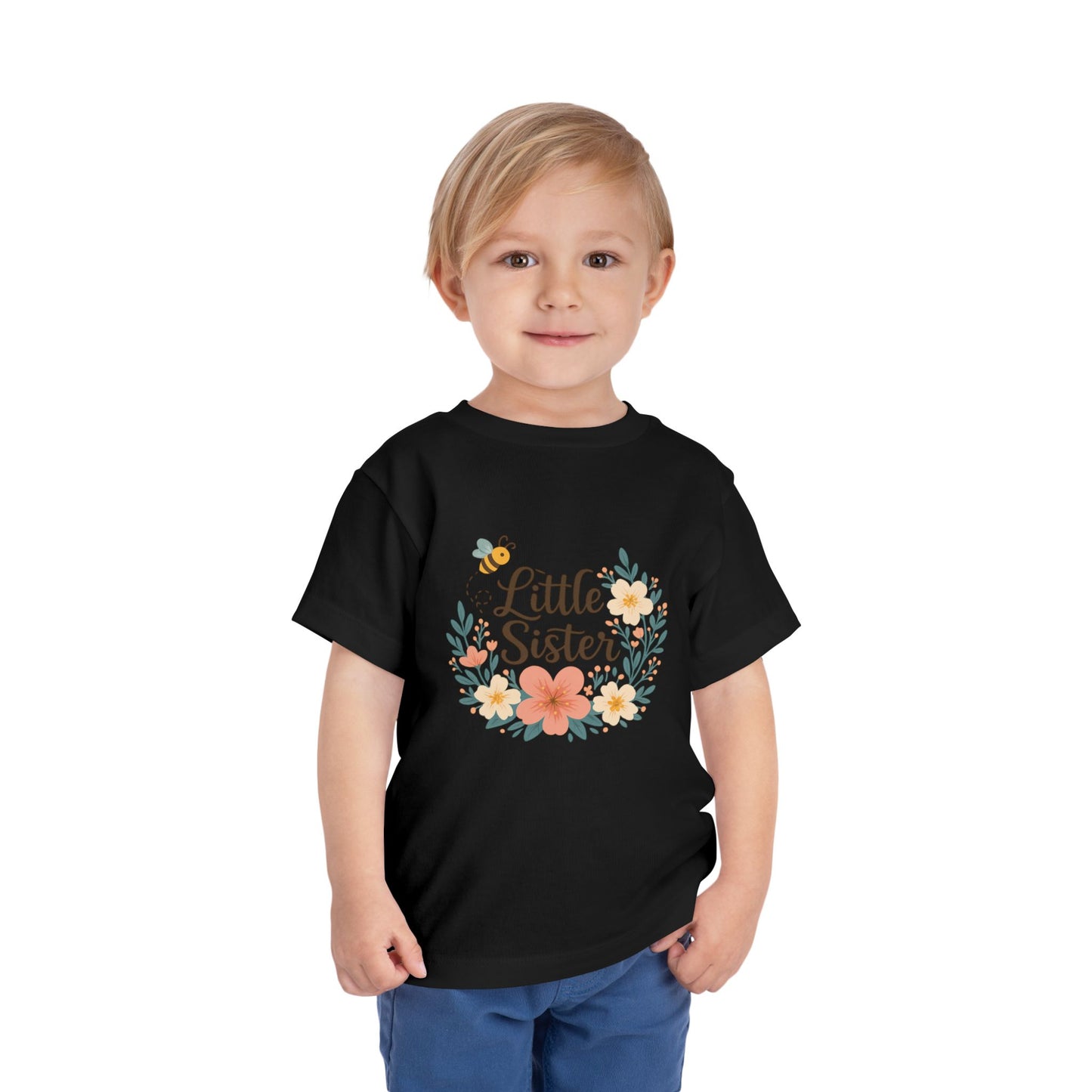 Little Sister Floral Toddler Tee, Cute Toddler Shirt, Girls T-Shirt, Baby Gift, Birthday Gift, Floral Design