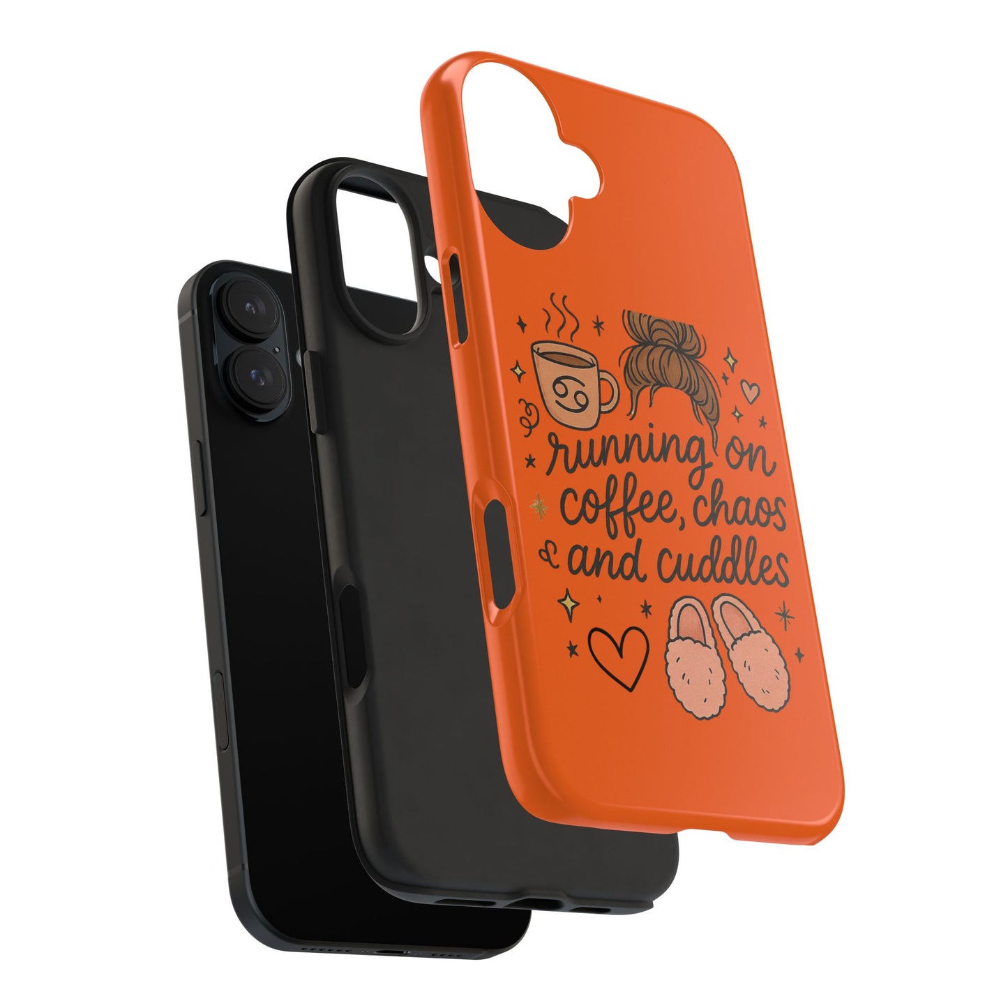 Cute Coffee Chaos Phone Case - Running on Coffee, Chaos & Cuddles, Stylish Tough Case for Coffee Lovers, Gift for Friends, Cute Phone Cover
