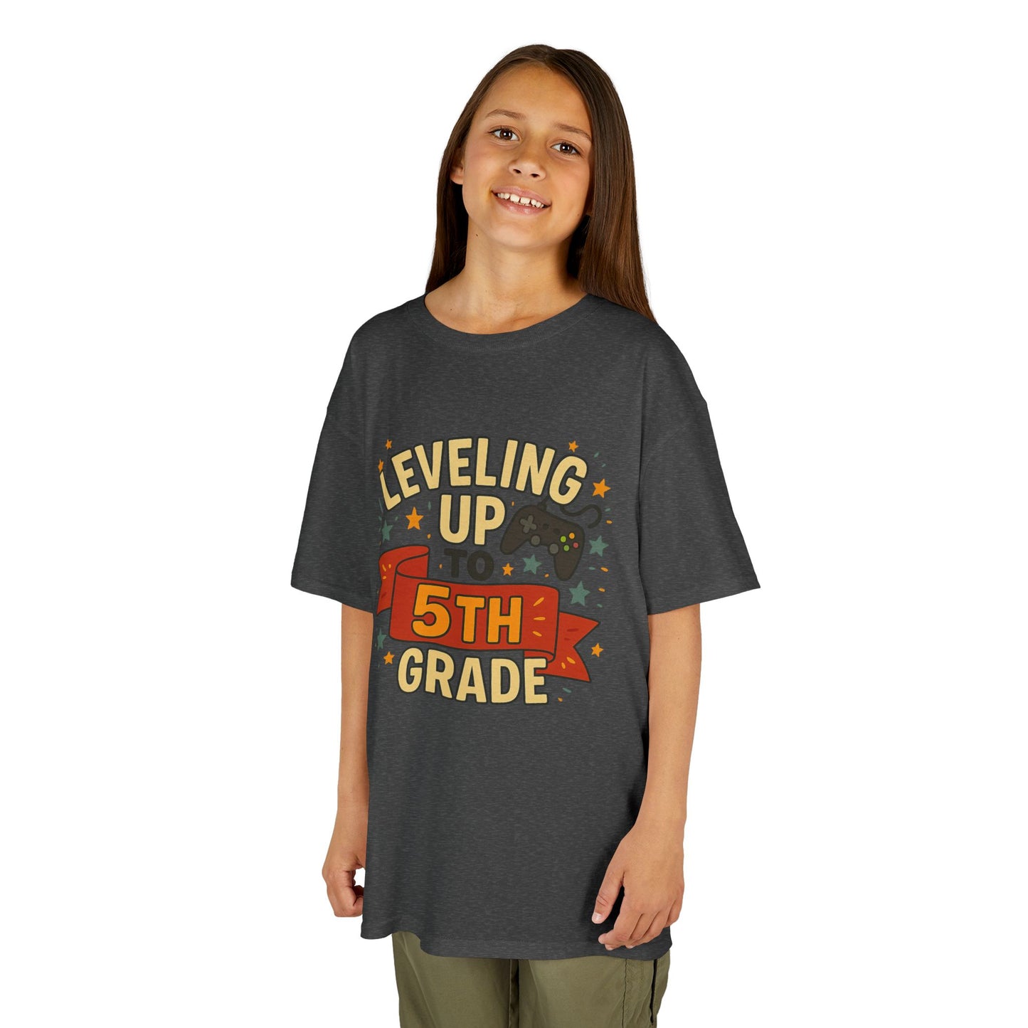 Kids Graduation Tee, Level Up to 5th Grade Shirt, Back to School Gift, Fun Class Celebration Top, Children's Achievement T-Shirt