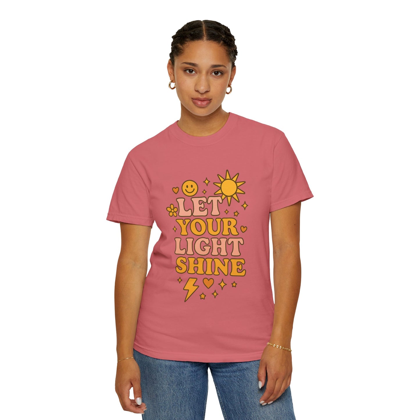 Let Your Light Shine Comfort Colors Tee, Inspirational Shirt, Feel-Good Fashion, Casual Everyday Wear, Gift for Motivation, Sunshine Vibes