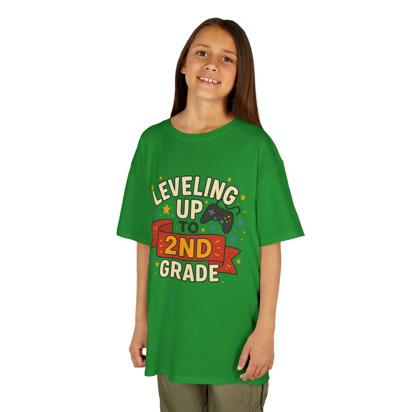 Kids Gaming Tee - Leveling Up to 2nd Grade, Back to School Shirt, Gaming Gift, Fun Children's Apparel, Birthday Celebration Outfit