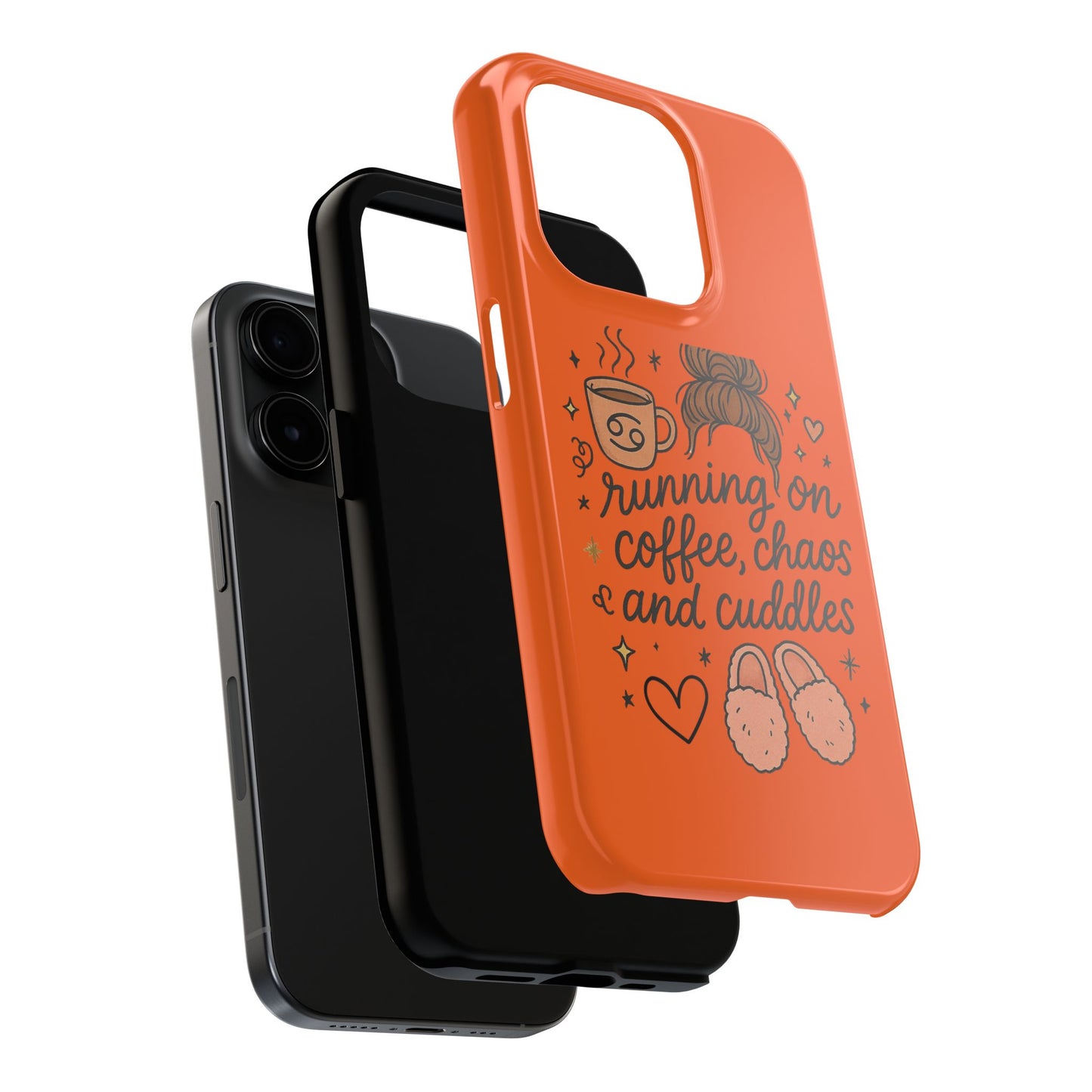 Cute Coffee Chaos Phone Case - Running on Coffee, Chaos & Cuddles, Stylish Tough Case for Coffee Lovers, Gift for Friends, Cute Phone Cover