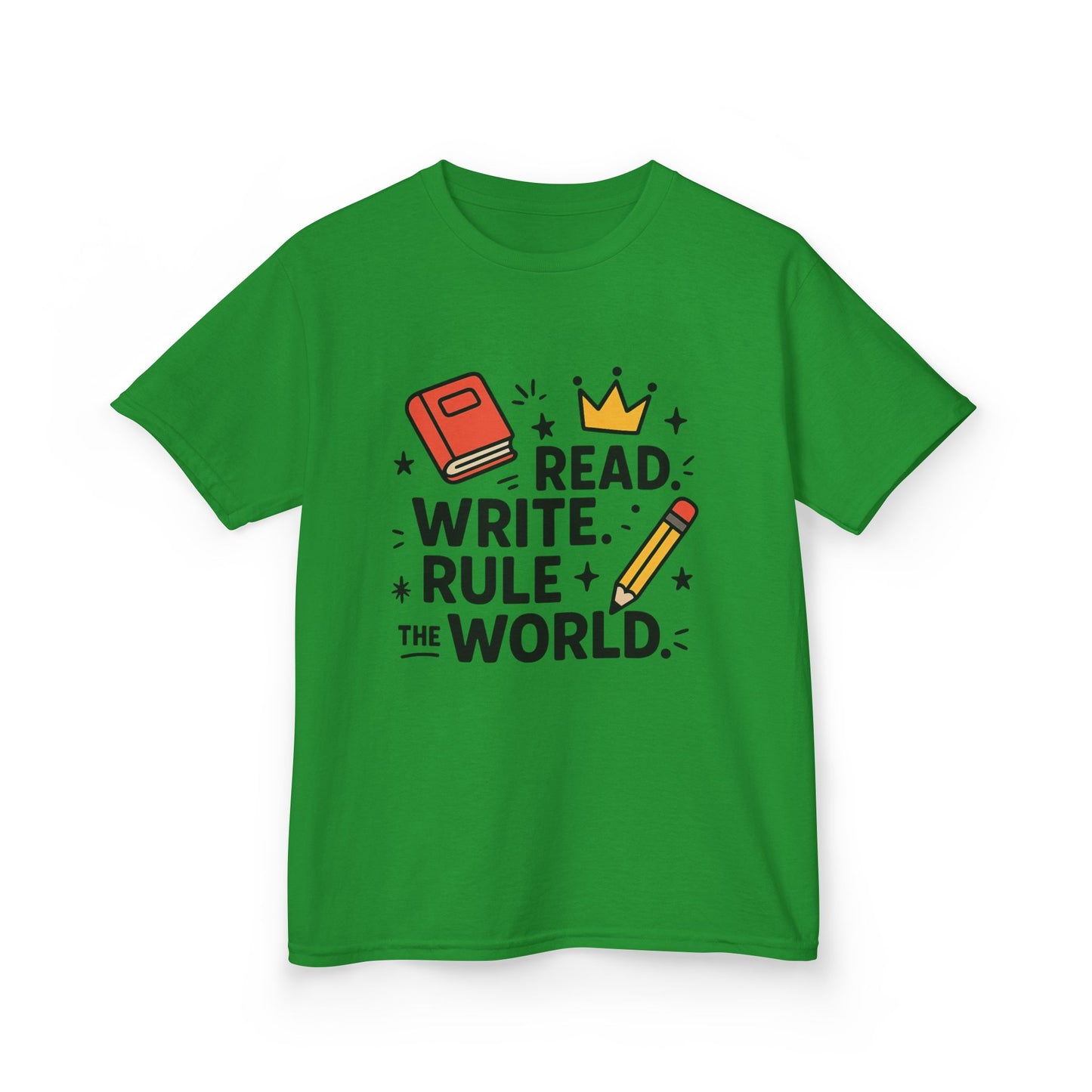 Kids Motivational Tee - Read, Write, Rule the World | Cool Kids T-Shirt, Gift for Young Readers, School Outfit, Literacy Celebration