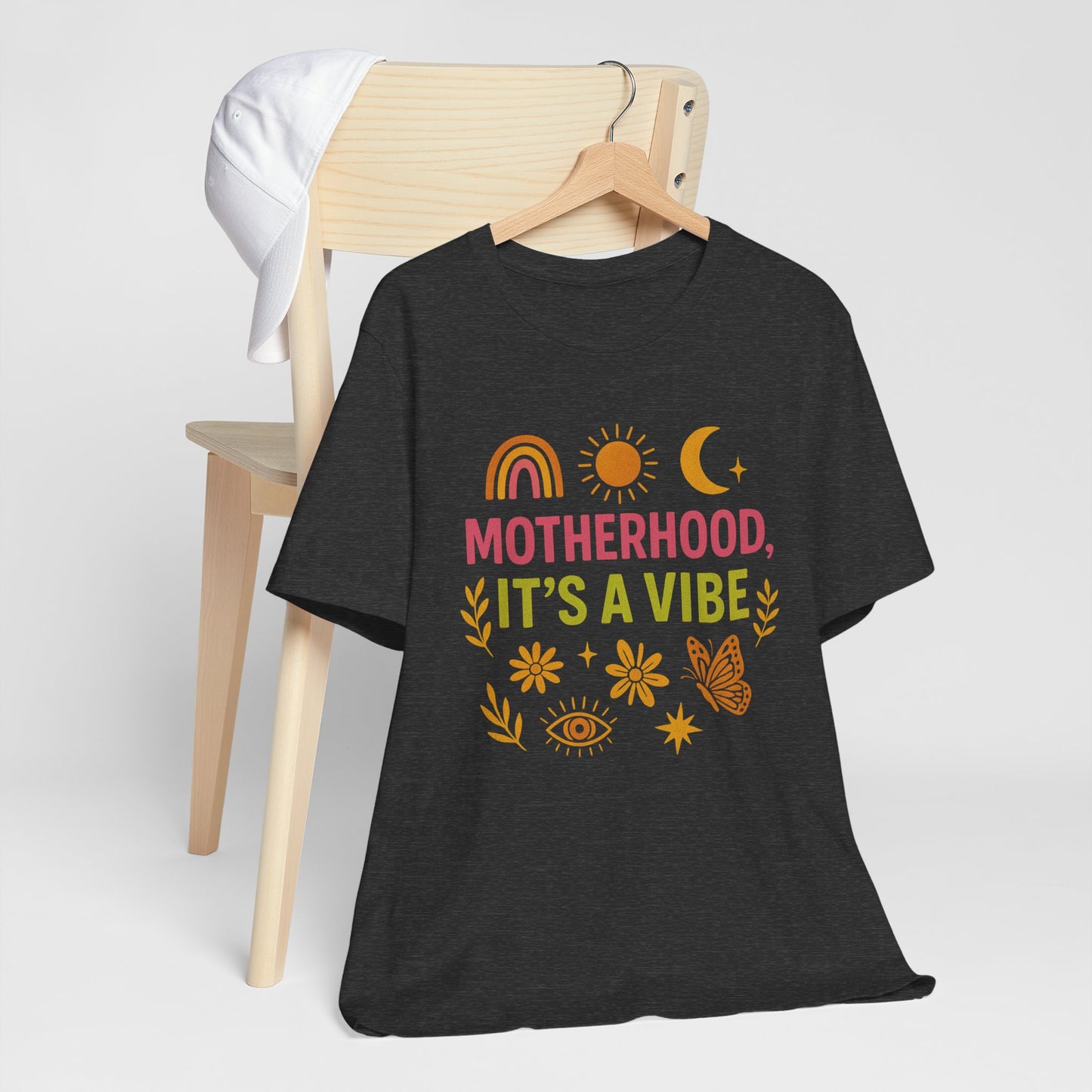 Motherhood Vibe Tee, Unisex Graphic T-Shirt, Boho Style, New Mom Gift, Casual Everyday Wear, Motherhood Affirmation, Comfortable Apparel