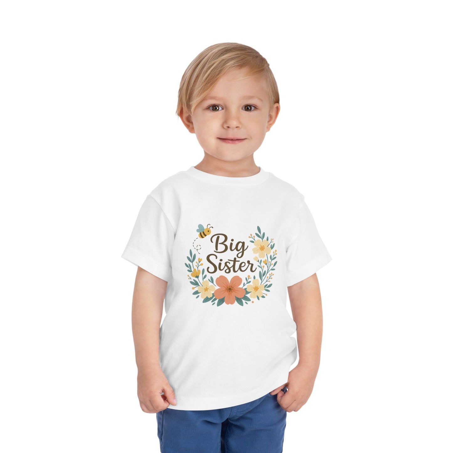 Toddler Big Sister Tee, Cute Kids Shirt, Floral Children's Top, Gift for New Big Sisters, Baby Announcement Outfit