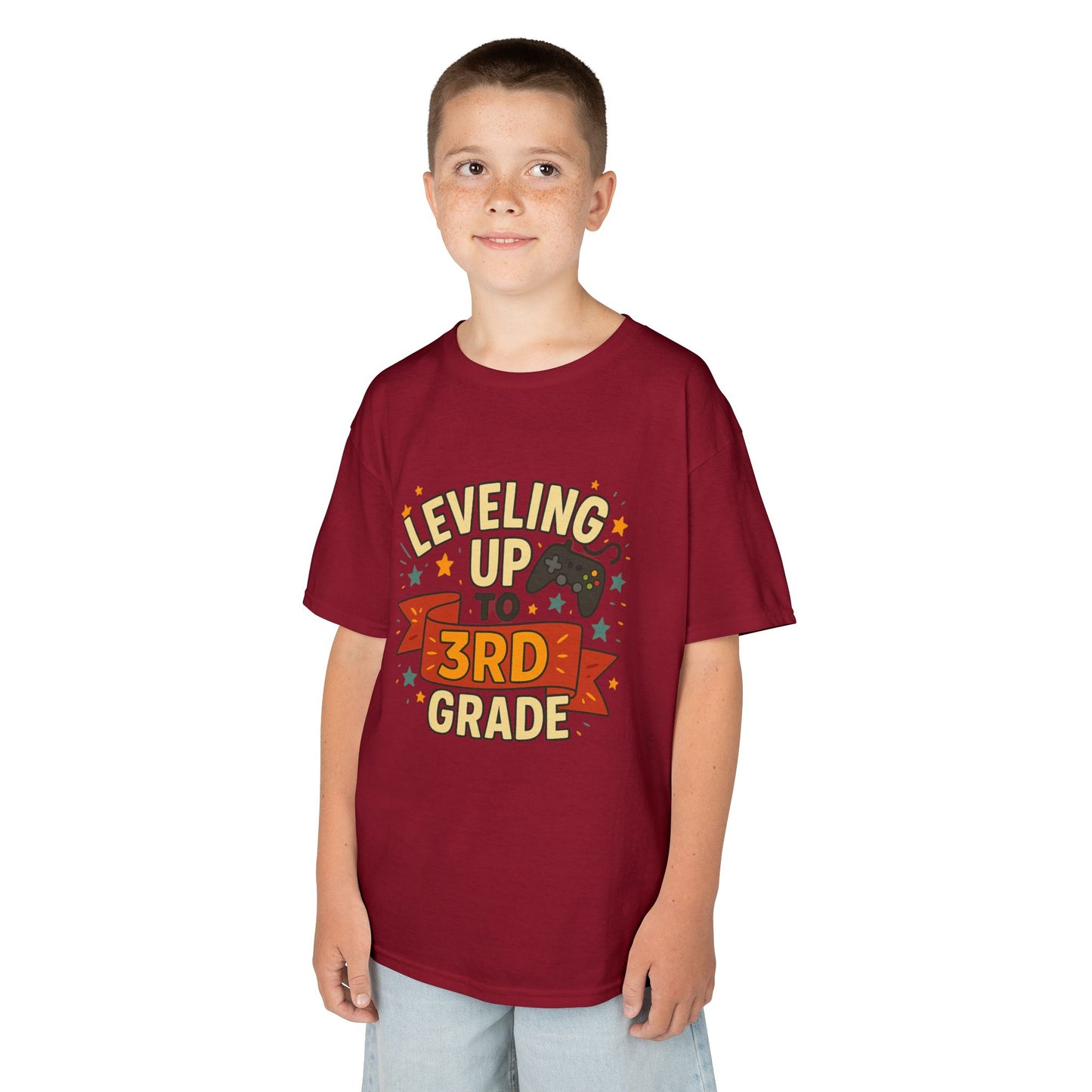 Kids Grade Celebration Tee | Leveling Up to 3rd Grade Shirt, Back to School Gift, Birthday Outfit, Fun Kids T-Shirt, Classroom Wear