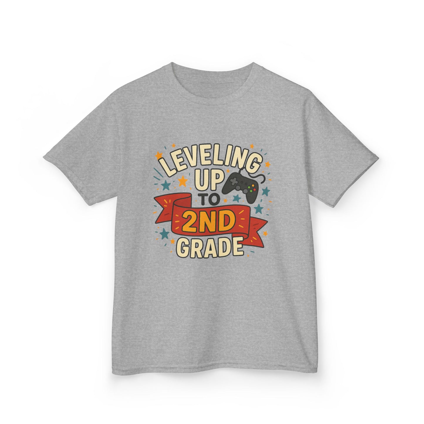 Kids Gaming Tee - Leveling Up to 2nd Grade, Back to School Shirt, Gaming Gift, Fun Children's Apparel, Birthday Celebration Outfit