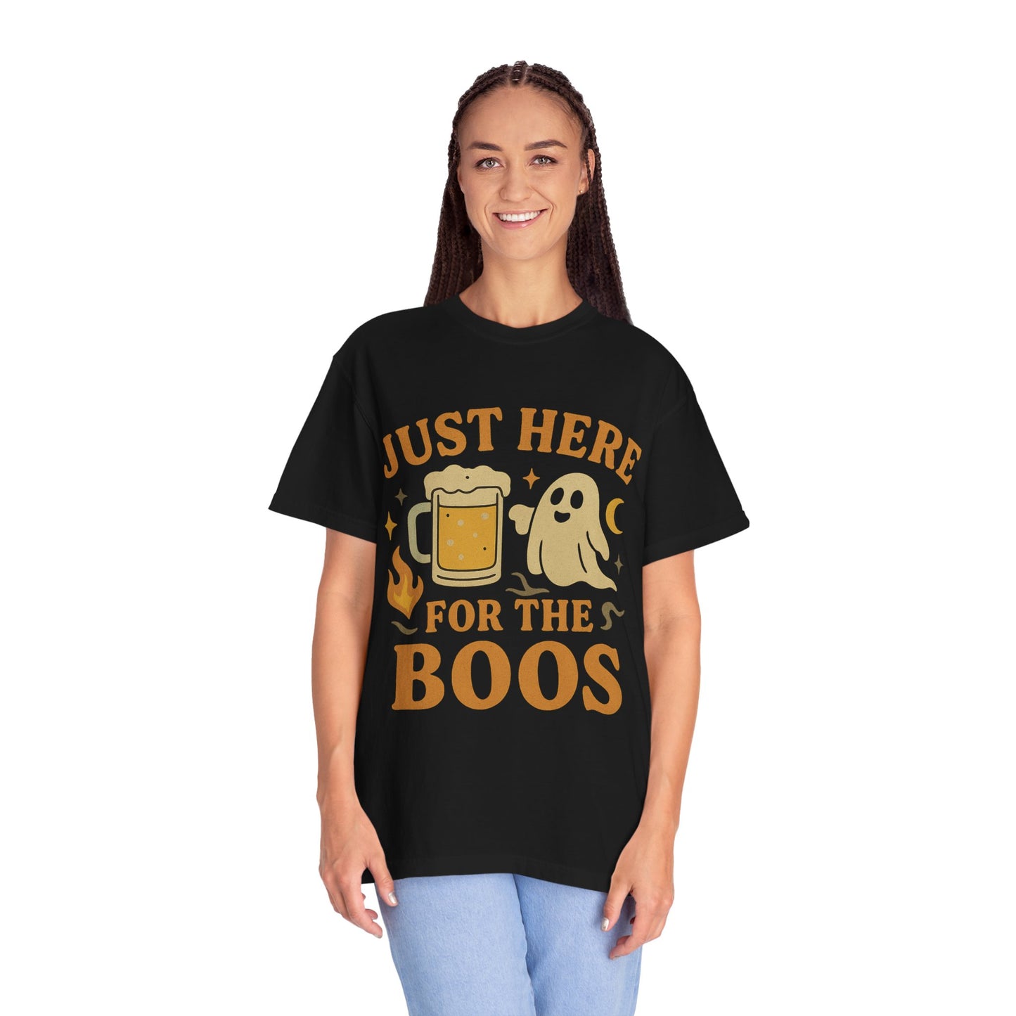 Halloween Party Comfort Colors T-Shirt, Unisex Garment-Dyed Tee, Just Here for the Boos, Fall Celebrations, Fun Gift Idea