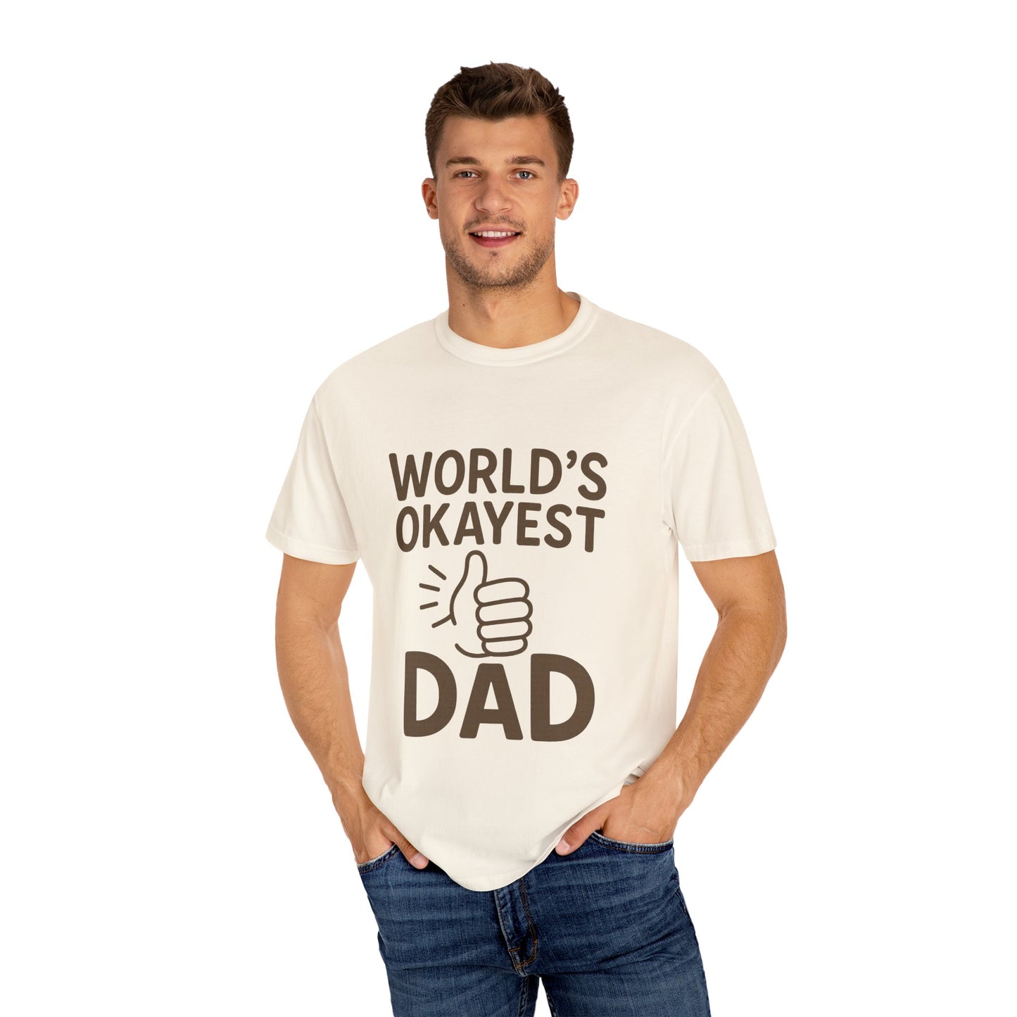 World's Okayest Dad Unisex T-shirt - Funny Gift for Father's Day, Casual Wear, Dad Humor, Great for Birthdays, Dad's Night Out