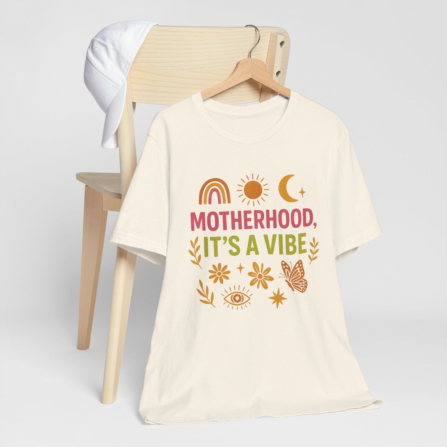 Motherhood Vibe Tee, Unisex Graphic T-Shirt, Boho Style, New Mom Gift, Casual Everyday Wear, Motherhood Affirmation, Comfortable Apparel