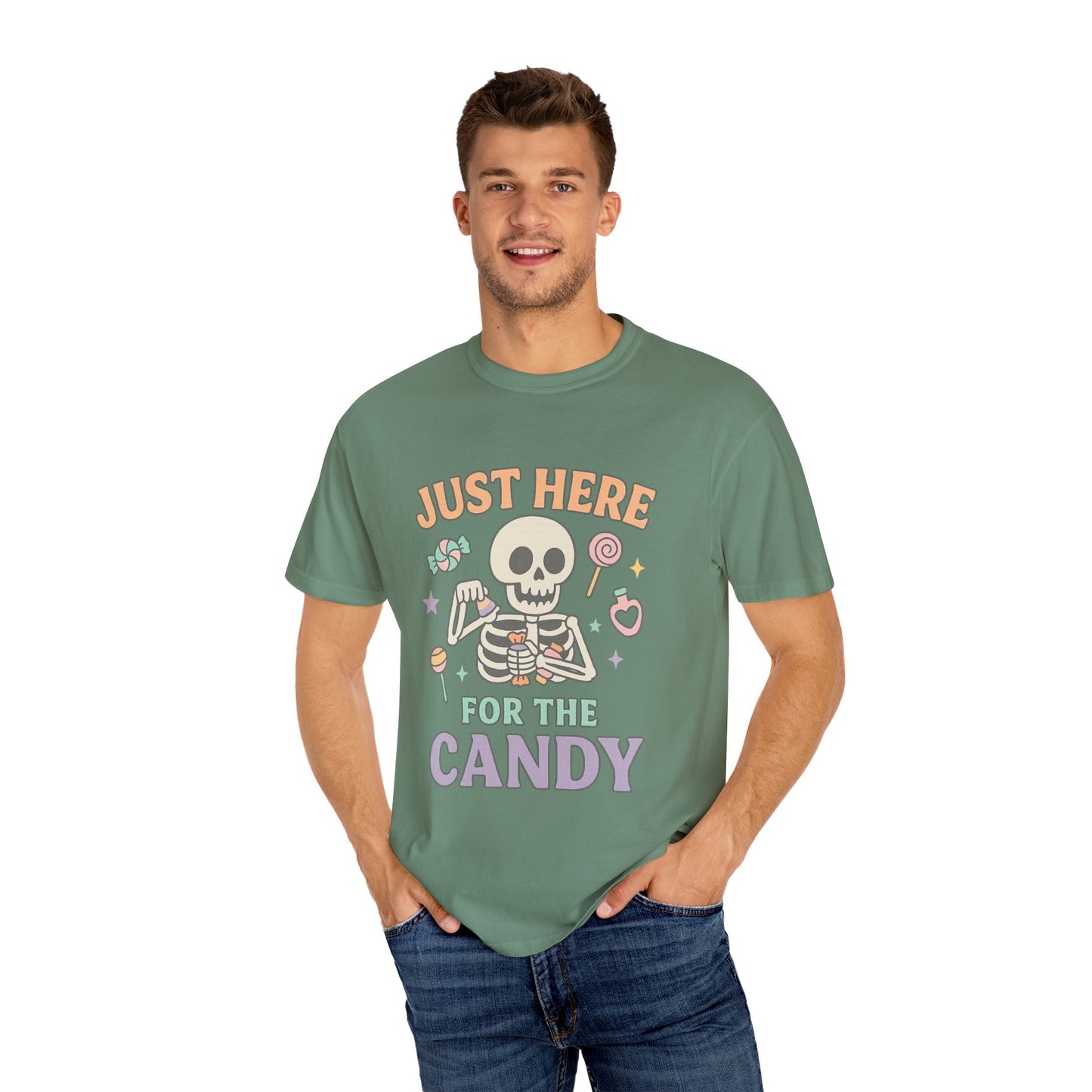 Funny Skeleton Candy Comfort Colors T-shirt, Halloween Shirt, Unisex Tee, Soft Cotton Tee, Casual Halloween Apparel, Party Wear