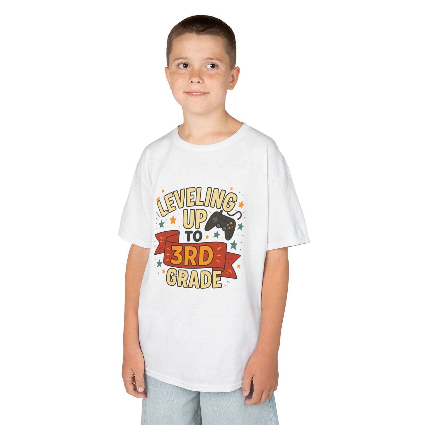 Kids Grade Celebration Tee | Leveling Up to 3rd Grade Shirt, Back to School Gift, Birthday Outfit, Fun Kids T-Shirt, Classroom Wear