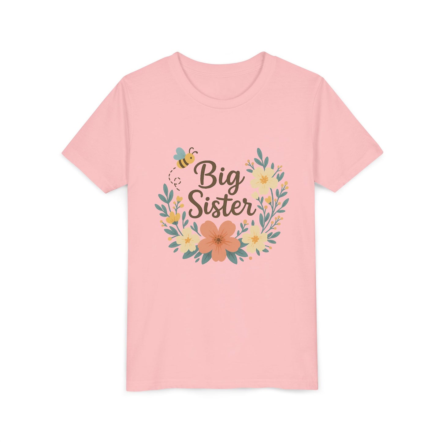 Big Sister Floral Youth Tee, Cute Kids Shirt, Gift for Siblings, Birthday, Family Celebrations, Baby Announcement, Spring Style