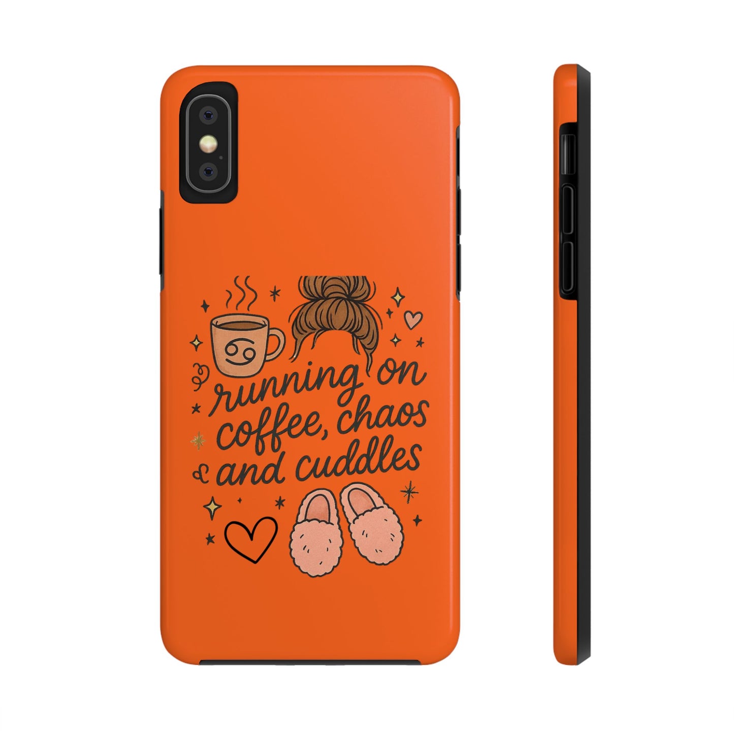 Cute Coffee Chaos Phone Case - Running on Coffee, Chaos & Cuddles, Stylish Tough Case for Coffee Lovers, Gift for Friends, Cute Phone Cover