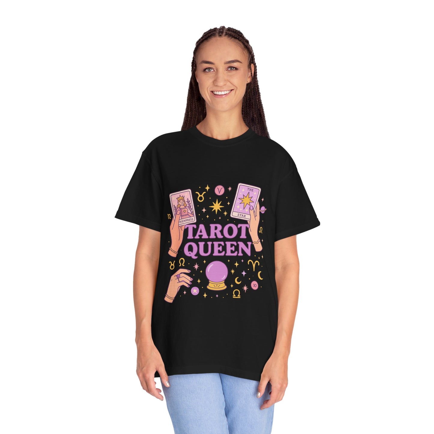 Tarot Queen Graphic Tee, Unisex T-Shirt, Astrology Apparel, Gift for Tarot Lovers, Boho Style Clothing, Spiritual Fashion