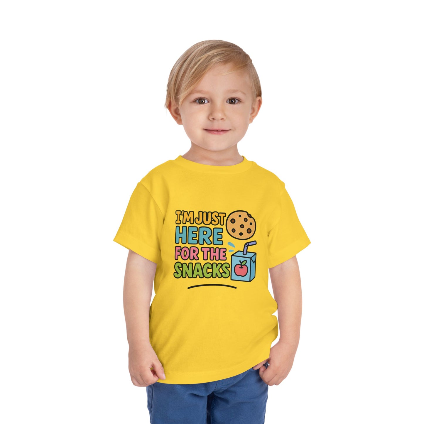 Funny Toddler Tee - I'm Just Here for the Snacks, Kids Short Sleeve Shirt, Snack Lover Gift, Playtime Top, Cute Toddler Clothing