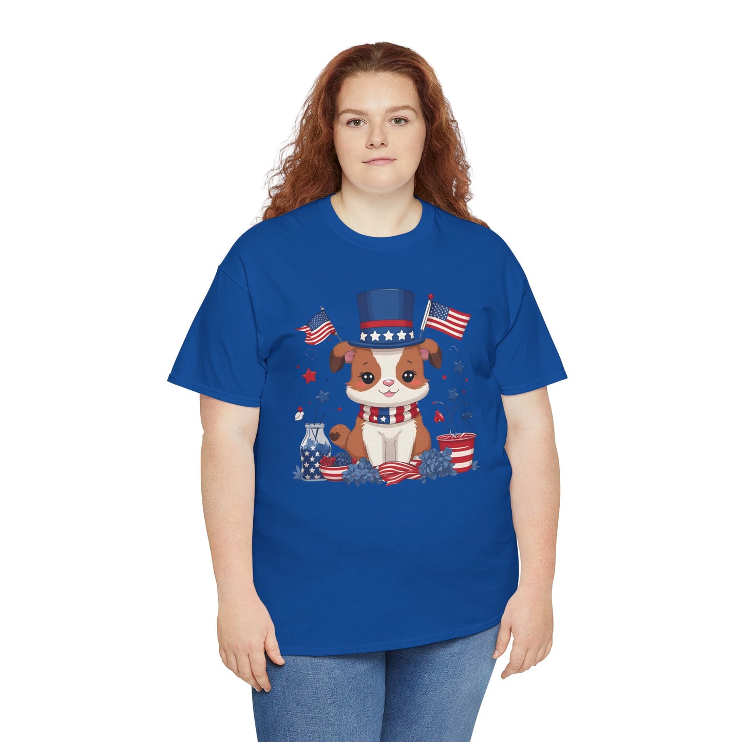 Patriotic Dog Tee - Unisex Heavy Cotton T-Shirt for Fourth of July, Memorial Day, Dog Lovers, Gifts for Pet Owners, Casual Wear