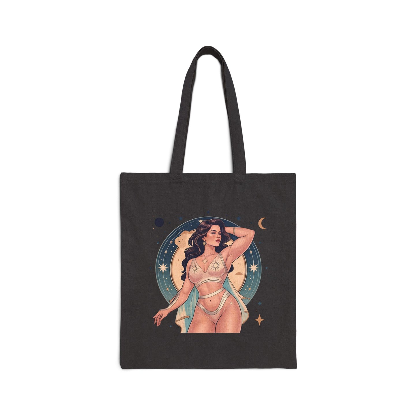 Seductive Celestial Cotton Canvas Tote Bag, Boho Tote, Beach Bag, Graphic Tote, Gift for Her, Eco-Friendly Shopping Bag