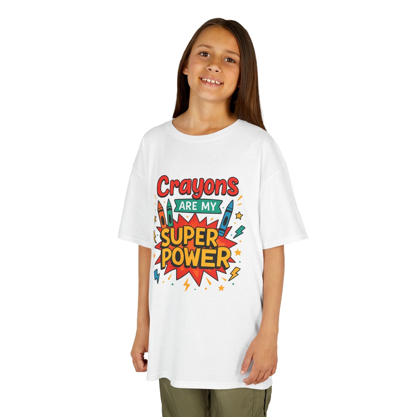 Kids Super Power Tee - Fun Crayon Design, Teacher Gift, Birthday Party, Kids' Activities, Art Enthusiast, Creative Wear