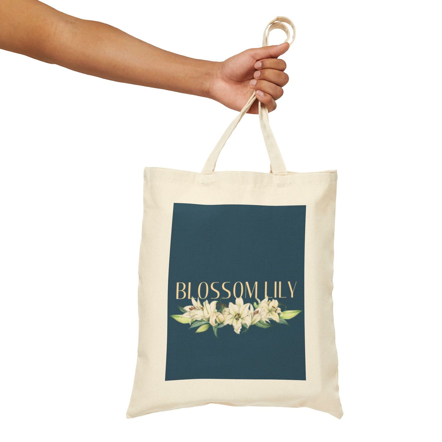 Blossom Lily Cotton Canvas Tote Bag, Floral Grocery Bag, Eco-Friendly Tote, Spring Gift, Reusable Shopping Bag, Cute Work Bag