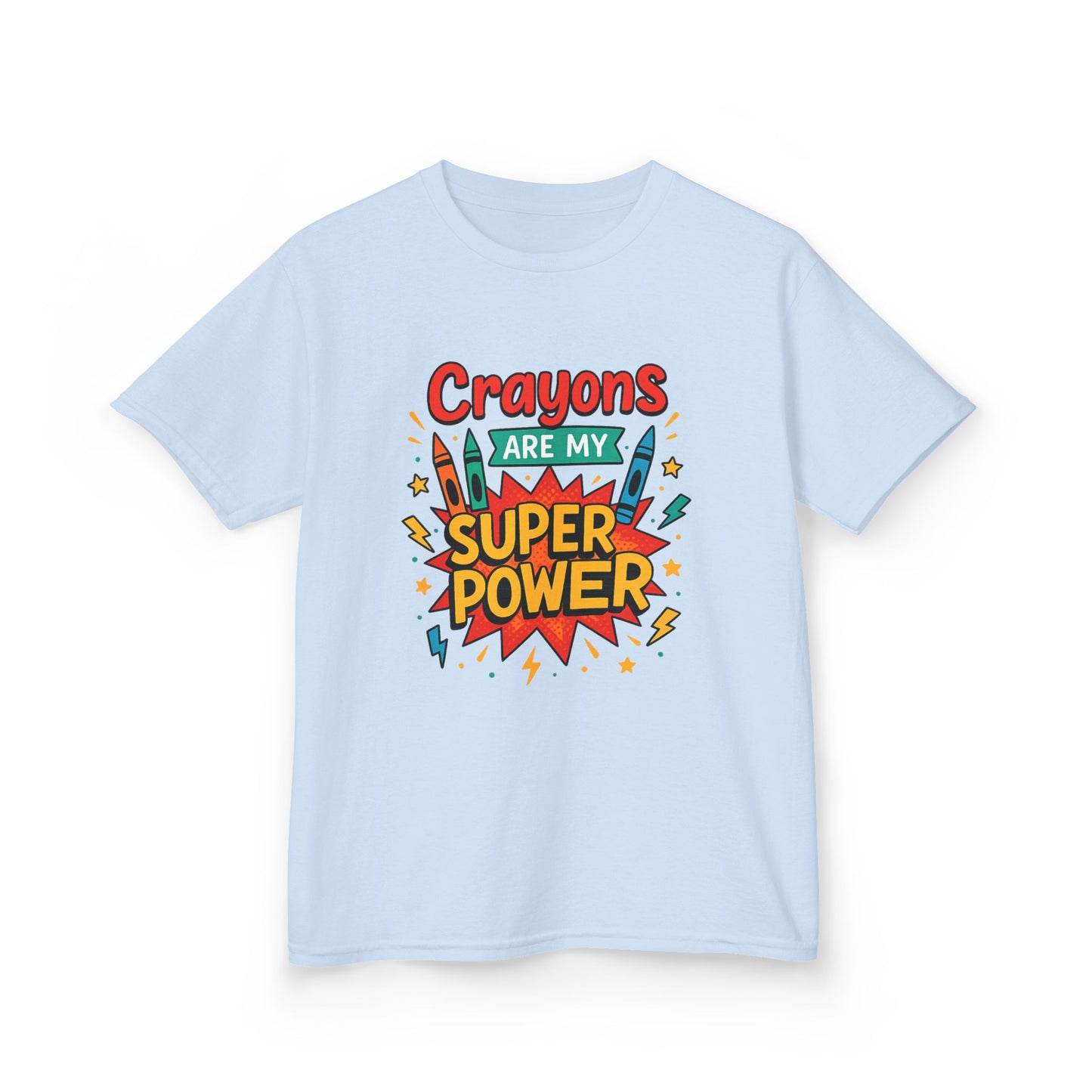 Kids Super Power Tee - Fun Crayon Design, Teacher Gift, Birthday Party, Kids' Activities, Art Enthusiast, Creative Wear