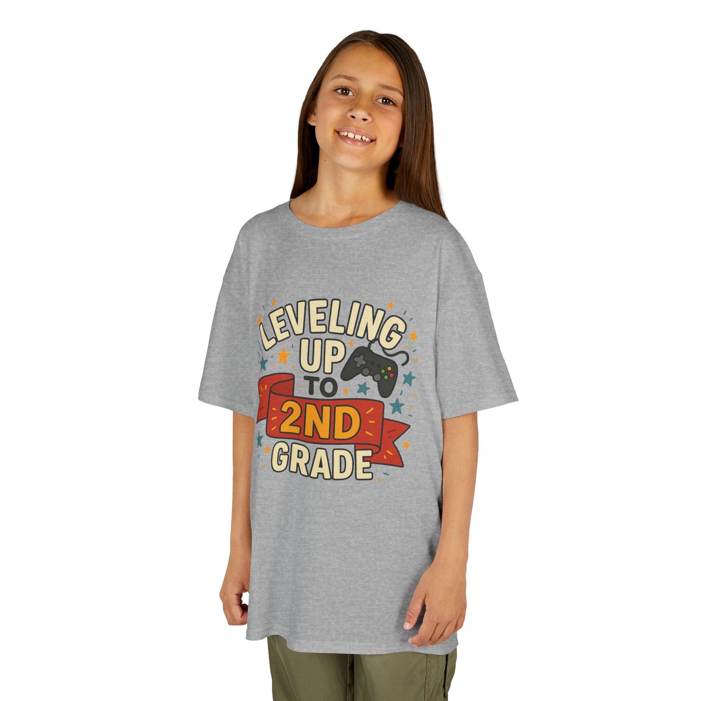 Kids Gaming Tee - Leveling Up to 2nd Grade, Back to School Shirt, Gaming Gift, Fun Children's Apparel, Birthday Celebration Outfit