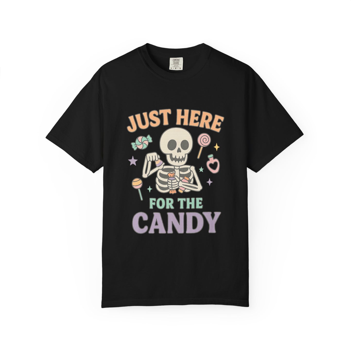 Funny Skeleton Candy Comfort Colors T-shirt, Halloween Shirt, Unisex Tee, Soft Cotton Tee, Casual Halloween Apparel, Party Wear