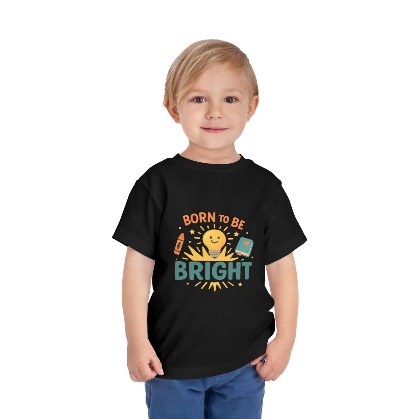 Born to Be Bright Toddler Tee, Kids Short Sleeve Shirt, Fun Nursery Top, Playful Gift for Toddlers, Boys and Girls Birthday Apparel