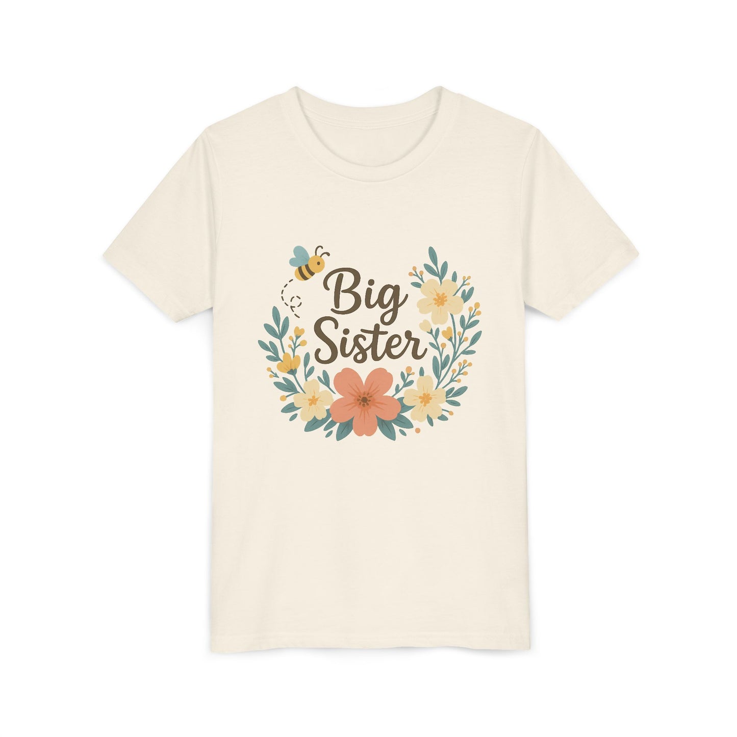 Big Sister Floral Youth Tee, Cute Kids Shirt, Gift for Siblings, Birthday, Family Celebrations, Baby Announcement, Spring Style