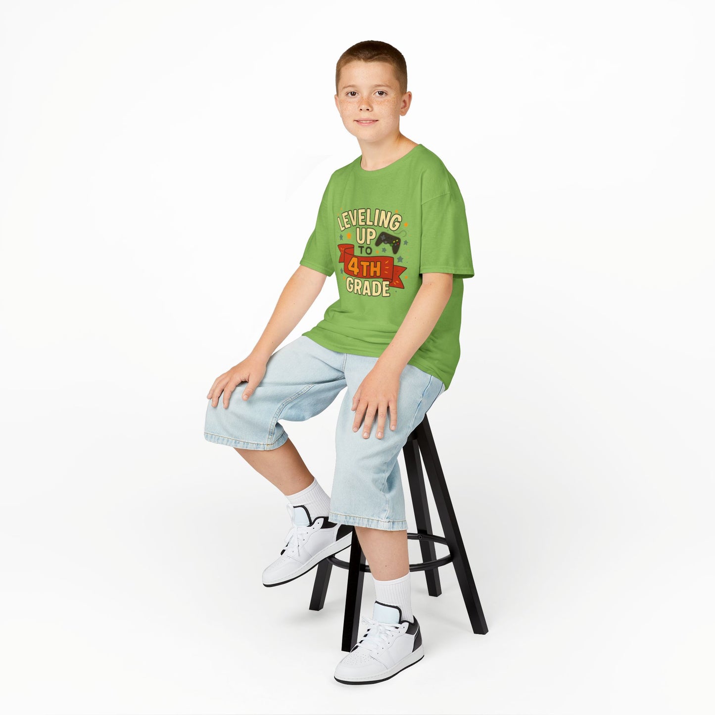 Leveling Up 4th Grade Kids Tee, Back to School Shirt, Gamer T-Shirt, Unique Gift for Kids, Birthday Tee, Fun Learning Shirt