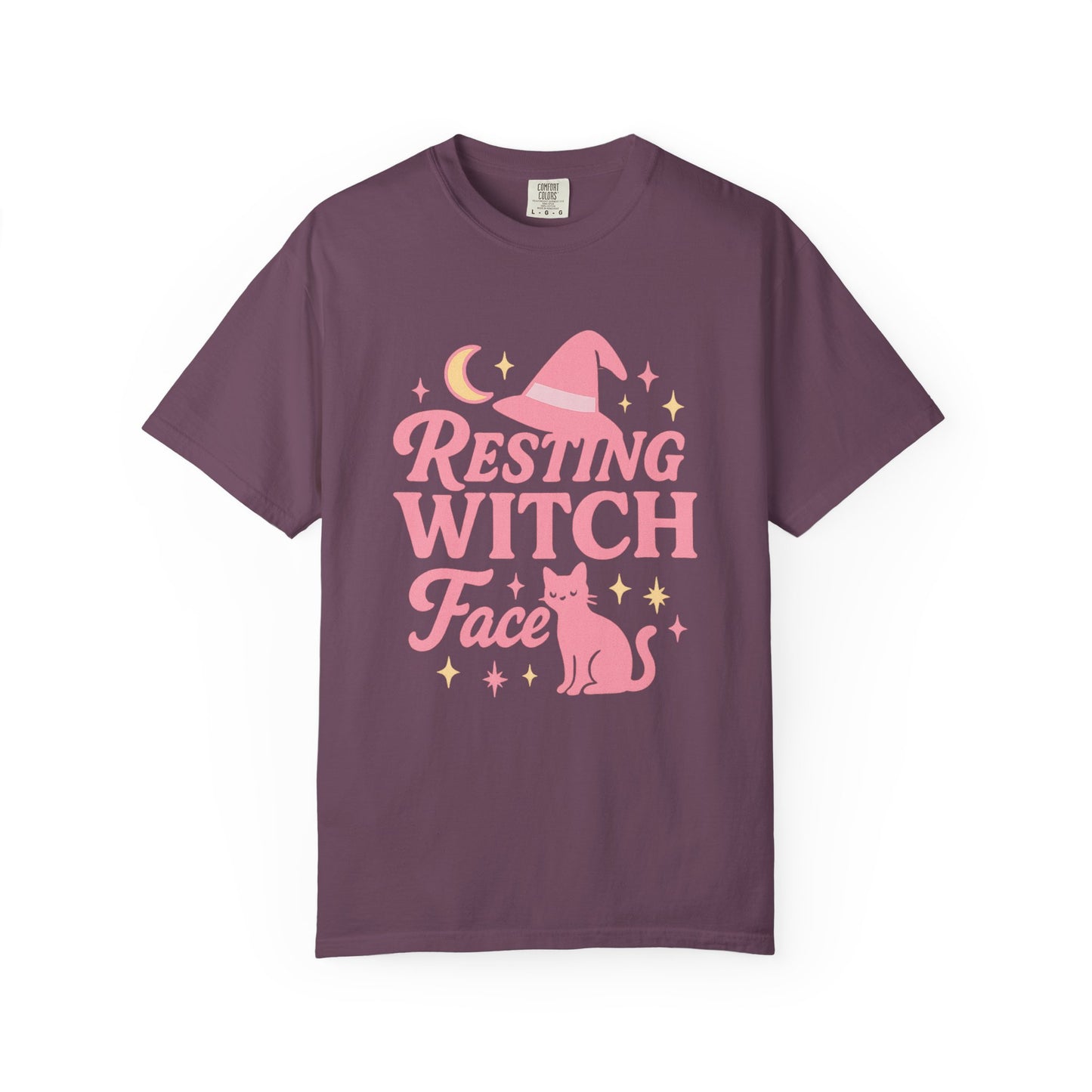 Resting Witch Face Comfort Colors T-Shirt | Unisex Garment-Dyed Tee for Halloween, Cat Lovers, Casual Wear, Gift, Witchy Vibe