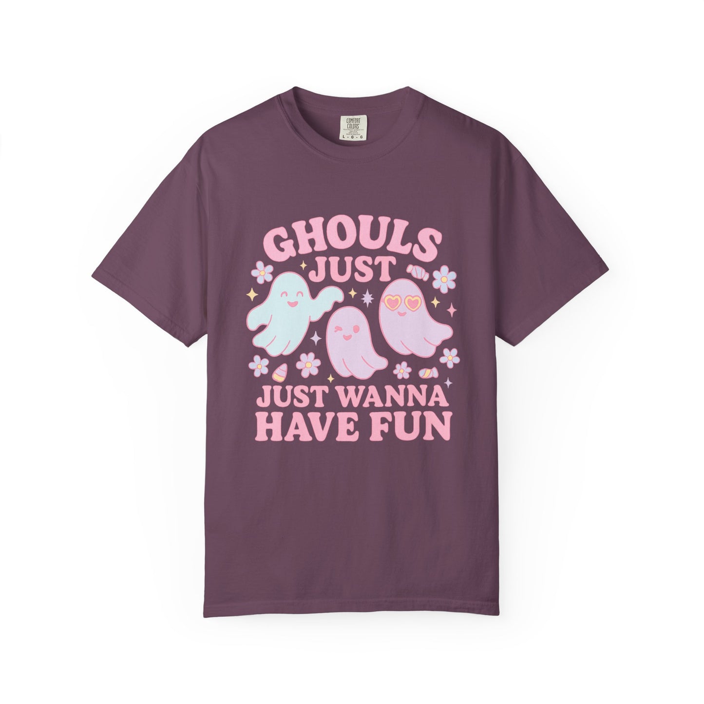 Ghouls Just Wanna Have Fun Comfort Colors T-Shirt, Spooky Vibes, Halloween Apparel, Unisex Graphic Tee, Cute Ghost Design, Casual Wear