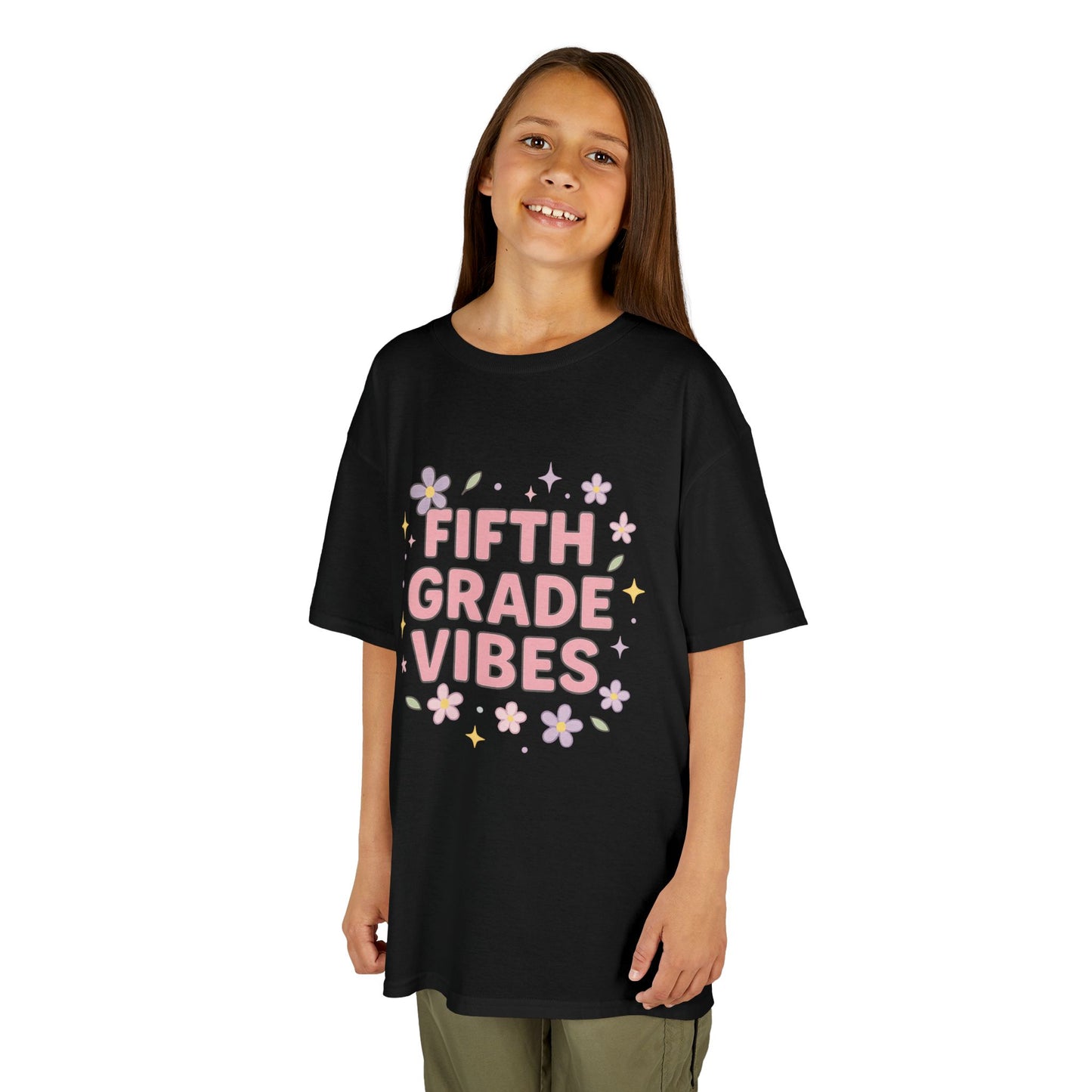Fifth Grade Vibes Kids Tee, Fun Youth T-Shirt, Back to School Apparel, Flower Power Tee, Casual Summer Shirt, Gift for Kids
