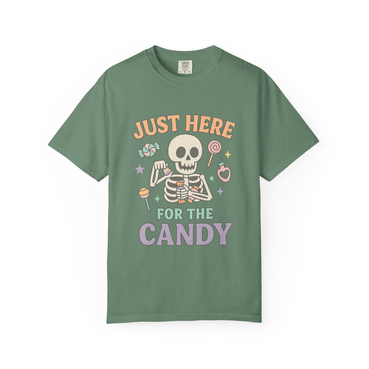 Funny Skeleton Candy Comfort Colors T-shirt, Halloween Shirt, Unisex Tee, Soft Cotton Tee, Casual Halloween Apparel, Party Wear