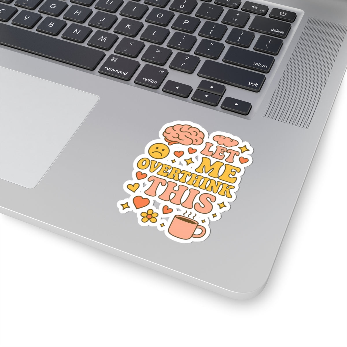 Whimsical Kiss-Cut Stickers for Overthinkers, Cute Brain Art, Mental Health Affirmation Decals, Coffee Lovers Stickers, Laptop Accessories