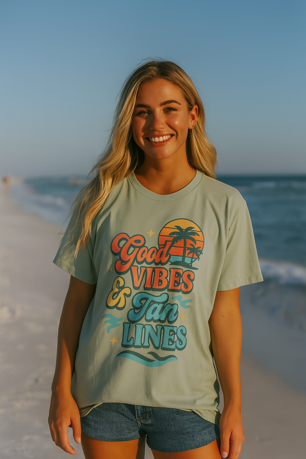 Good Vibes & Tan Lines Unisex T-Shirt, Summer Apparel, Beach Graphic Tee, Vacation Style, Casual Wear, Gift for Him/Her