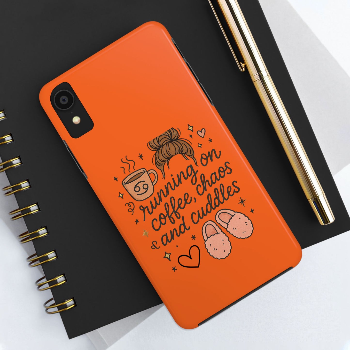 Cute Coffee Chaos Phone Case - Running on Coffee, Chaos & Cuddles, Stylish Tough Case for Coffee Lovers, Gift for Friends, Cute Phone Cover