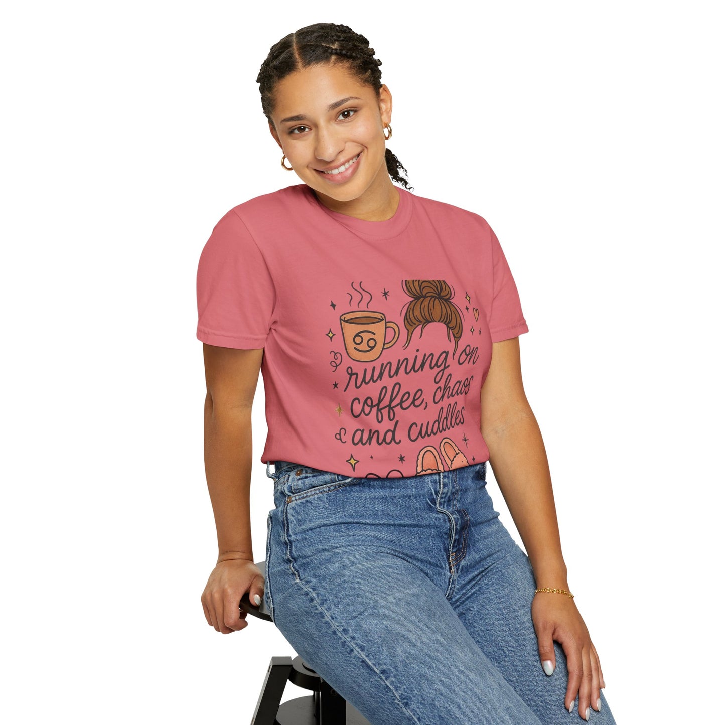Cozy Quote T-Shirt, Running On Coffee Shirt, Gifts for Her, Funny Tee, Relaxed Fit Top, Mothers Day Gift
