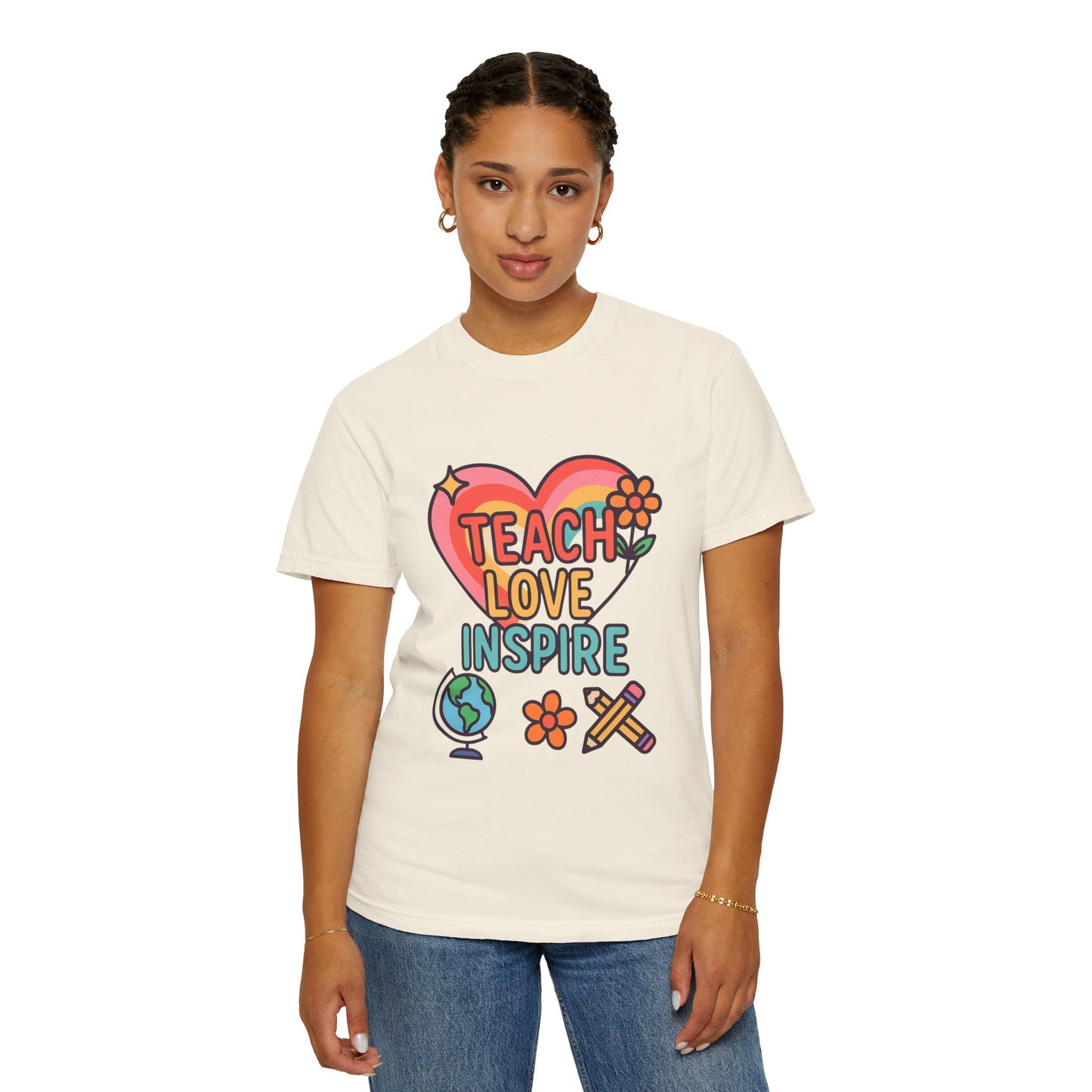 Teach, Love, Inspire Comfort Colors T-shirt - Perfect for Teachers, Gift for Education, Inspirational Apparel, Casual Wear, Positive Vibes
