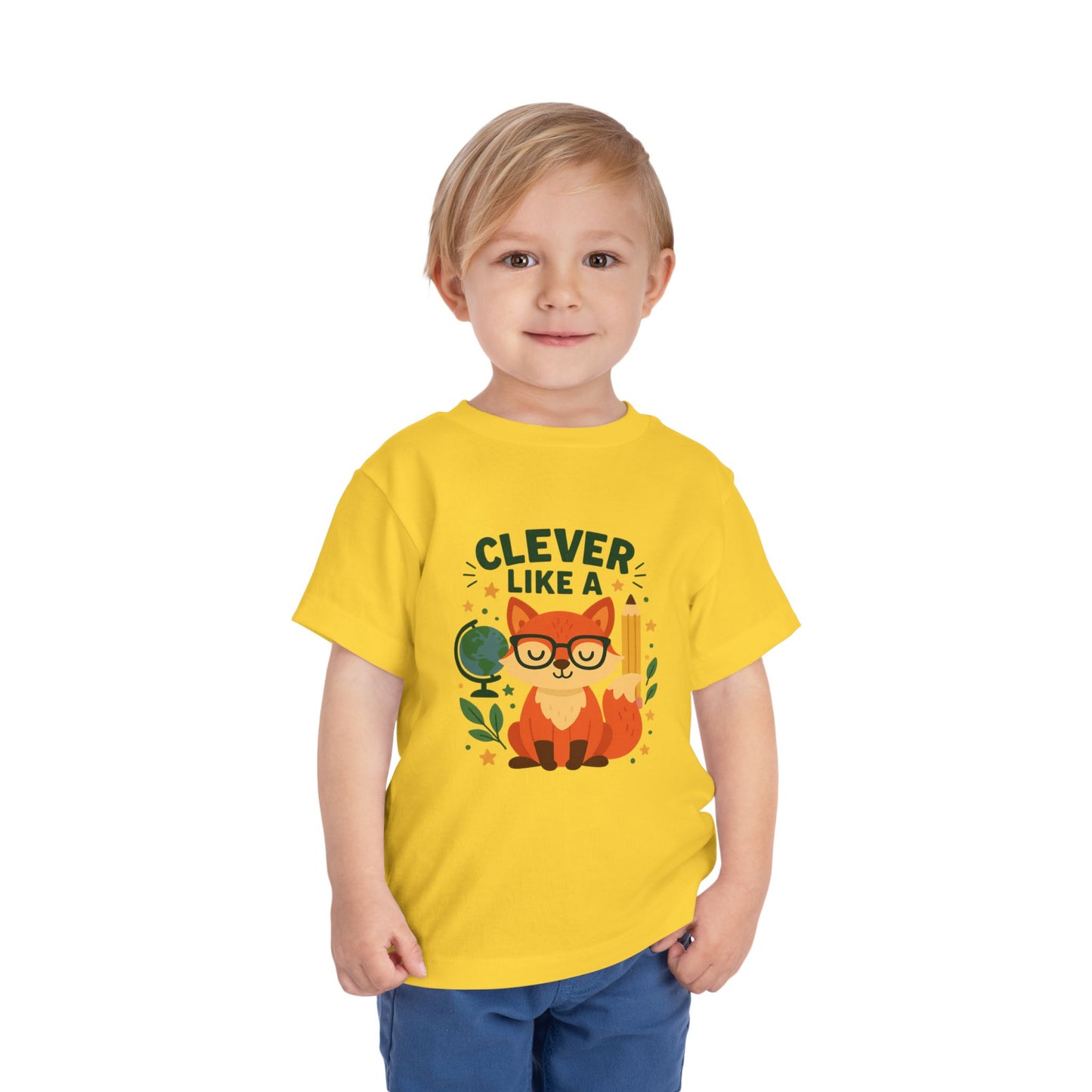 Clever Like A Fox Toddler Tee, Cute Kids T-Shirt, Back To School Shirt, Gift for Child, Toddler Apparel, Fun Graphic Tee