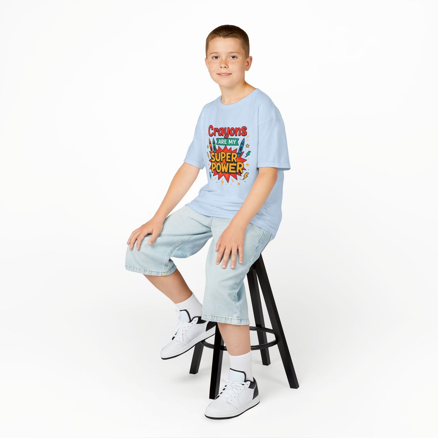 Kids Super Power Tee - Fun Crayon Design, Teacher Gift, Birthday Party, Kids' Activities, Art Enthusiast, Creative Wear