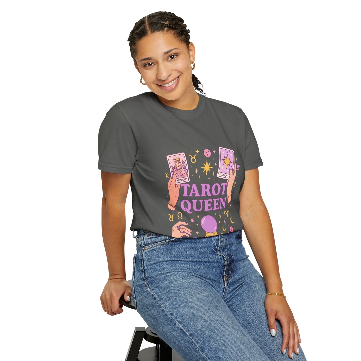 Tarot Queen Graphic Tee, Unisex T-Shirt, Astrology Apparel, Gift for Tarot Lovers, Boho Style Clothing, Spiritual Fashion