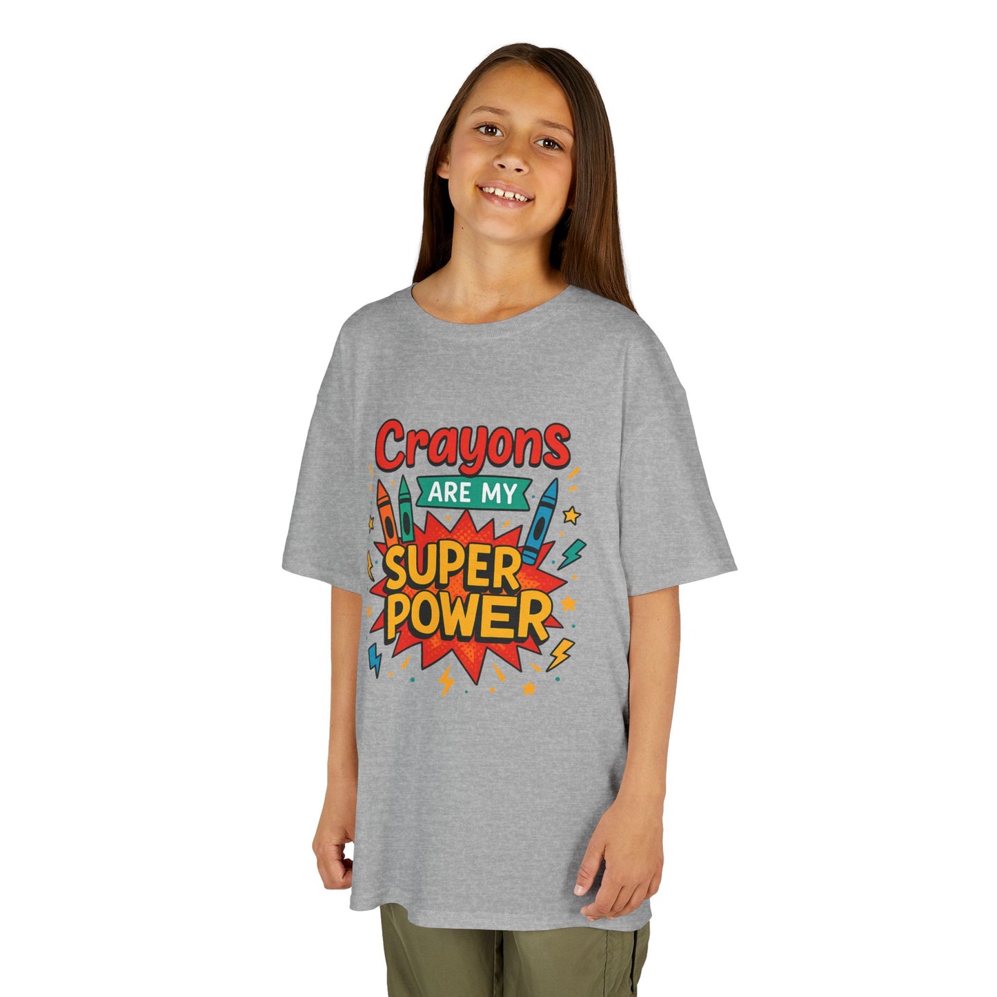 Kids Super Power Tee - Fun Crayon Design, Teacher Gift, Birthday Party, Kids' Activities, Art Enthusiast, Creative Wear