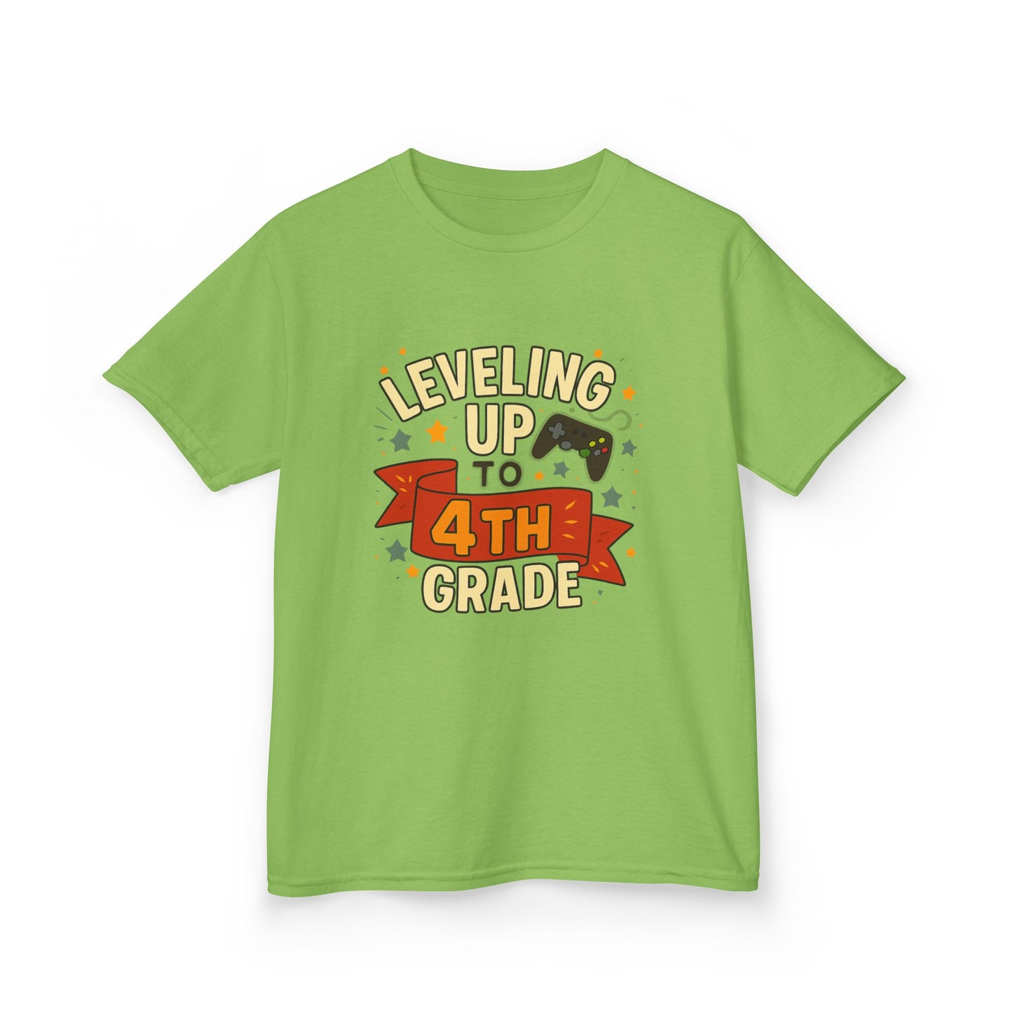 Leveling Up 4th Grade Kids Tee, Back to School Shirt, Gamer T-Shirt, Unique Gift for Kids, Birthday Tee, Fun Learning Shirt