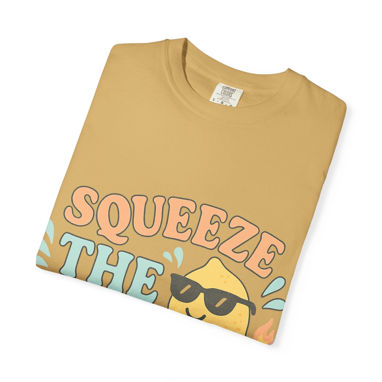 Squeeze The Day Unisex Garment-Dyed T-shirt, Funny Summer Shirt, Beachwear, Gift for Citrus Lovers, Cute Graphic Tee