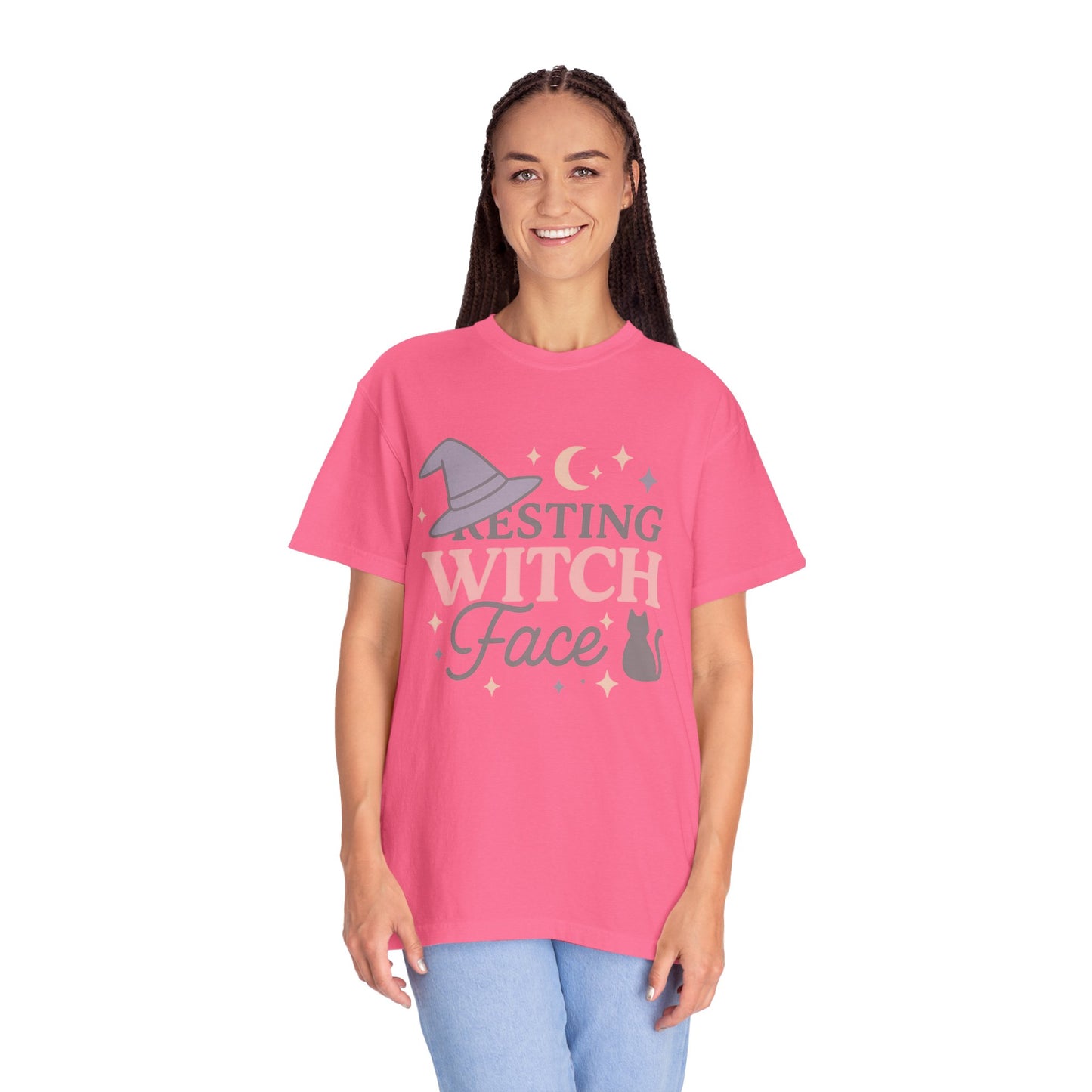 Fun Resting Witch Face Comfort Colors T-Shirt, Cozy Graphic Tee, Halloween Apparel, Gift for Witches, Unisex Seasonal Clothing, Witch-Themed Tee