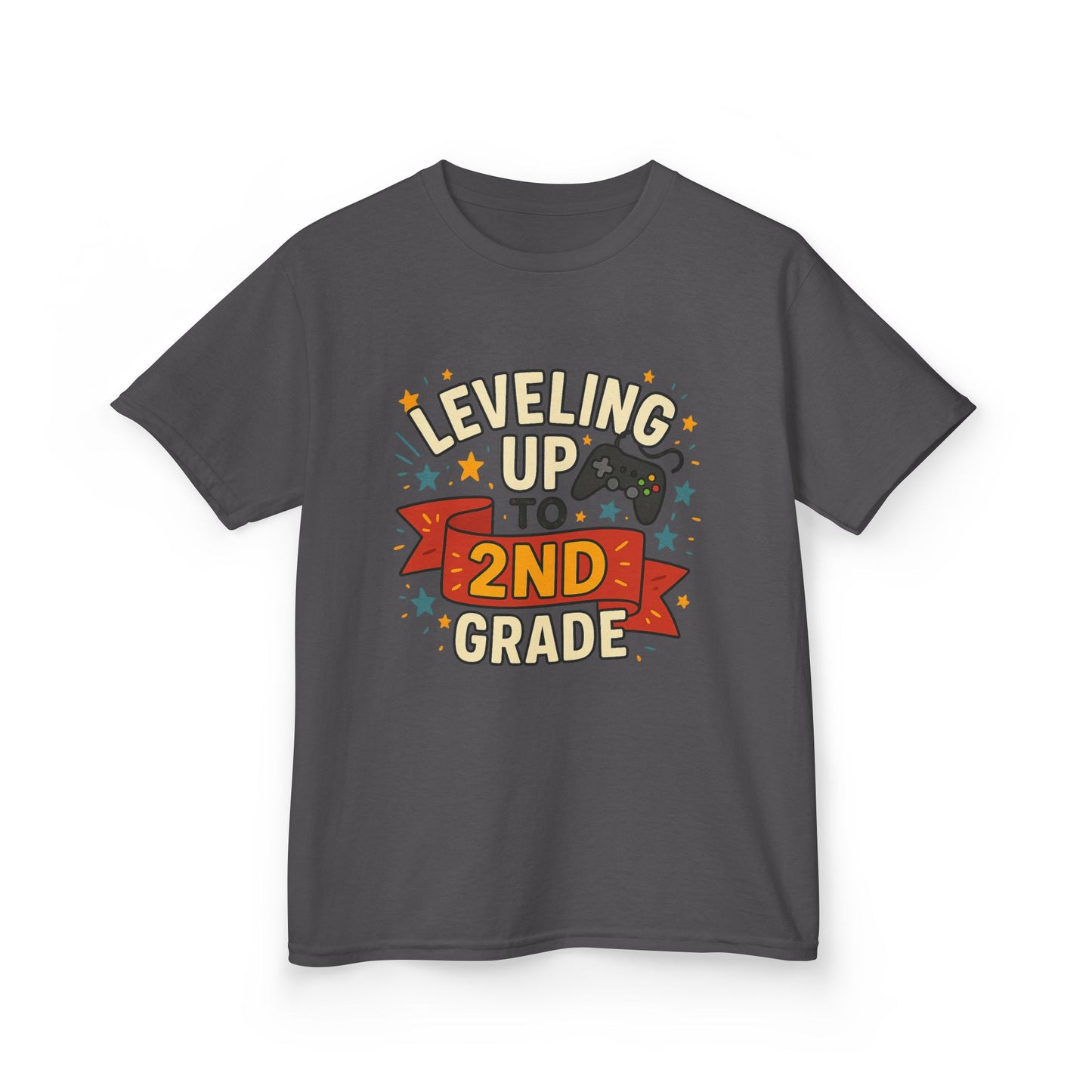 Kids Gaming Tee - Leveling Up to 2nd Grade, Back to School Shirt, Gaming Gift, Fun Children's Apparel, Birthday Celebration Outfit